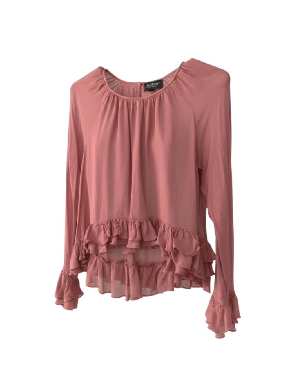 J. Crew Dusty Rose Ruffle Blouse - Picture 2 of 8